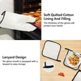 thumbnail image 4 of Off-white and White Stripes 5 Pcs Kitchen Set Heat Resistant Oven Mitts and Non-Slip Pot Holders with Adjustable Cooking Apron, 4 of 6