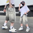 thumbnail image 2 of oqasdz Boys Shorts Oversized Blend Baggy Streetwear Cargo Denim Shorts with Pockets Comfort Playwear for Toddler Kids Casual Outdoor, 2 of 7
