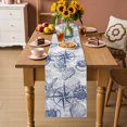 thumbnail image 2 of Purple Blue Compass Table Runner 72 Inches, Vintage Nautical Summer Ocean Shell Bed Runner Dresser Scarves Tabletop for Indoor Outdoor Parties/Ceremony/Banquet, 18" x 72", 2 of 9