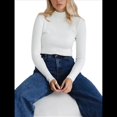 thumbnail image 3 of Suéter de Cuello Alto Acanalado para Mujer, Larga, Blusa Térmica de Peso Medio un Tamaño, 3 of 10