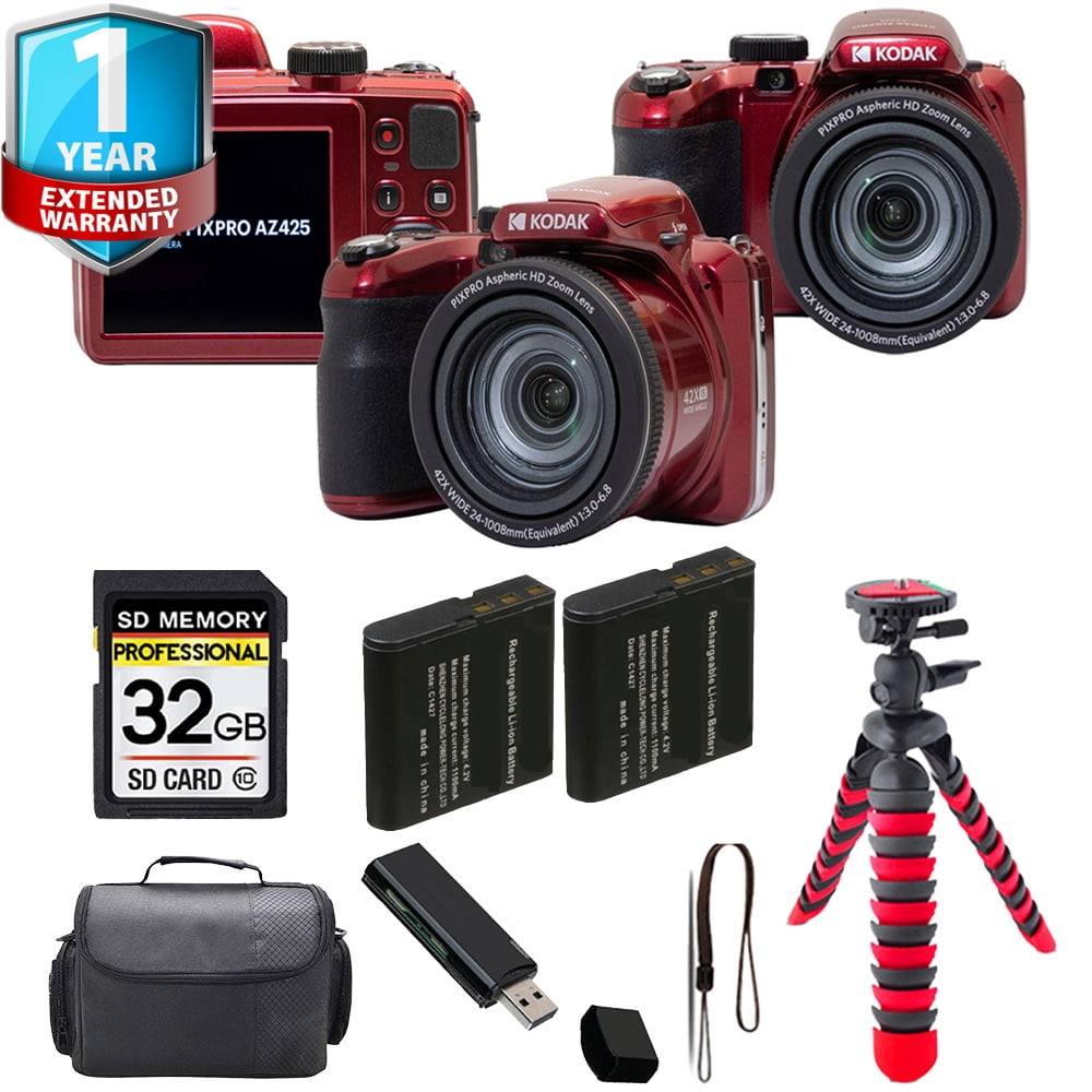 Kodak PIXPRO AZ252 Astro Zoom 16MP Digital Camera (Red) w/ 16GB SD