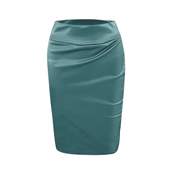 asdoklhq Women Skirts Under 15$ Womens Skirt Leather Skirt Solid Color Elegant Knee Length Skirt