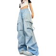 thumbnail image 2 of Gewsdrf Cargo Pants Women Trousers Pants Women's Straight Leg Draping Wide Leg Overalls High Waisted Slimming Pants Womens Work Pants High Waisted Pants Parachute Pants Blue XXL, 2 of 5