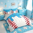 thumbnail image 2 of meiyoeat Baseball Ice Cream 7-Piece King Bedding For Kids,Kids Ball Games King Bed In A Bag For Boys,Light Gray Reversible, 2 of 7