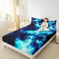 thumbnail image 4 of Manfei Cyan Starry Sky Bed Sheets Set Queen Size, Mystic Galaxy Bed Sheets Queen, Bling Stars Print Bedding Queen Size, Microfiber Room Decorative, 4-Piece, 4 of 7