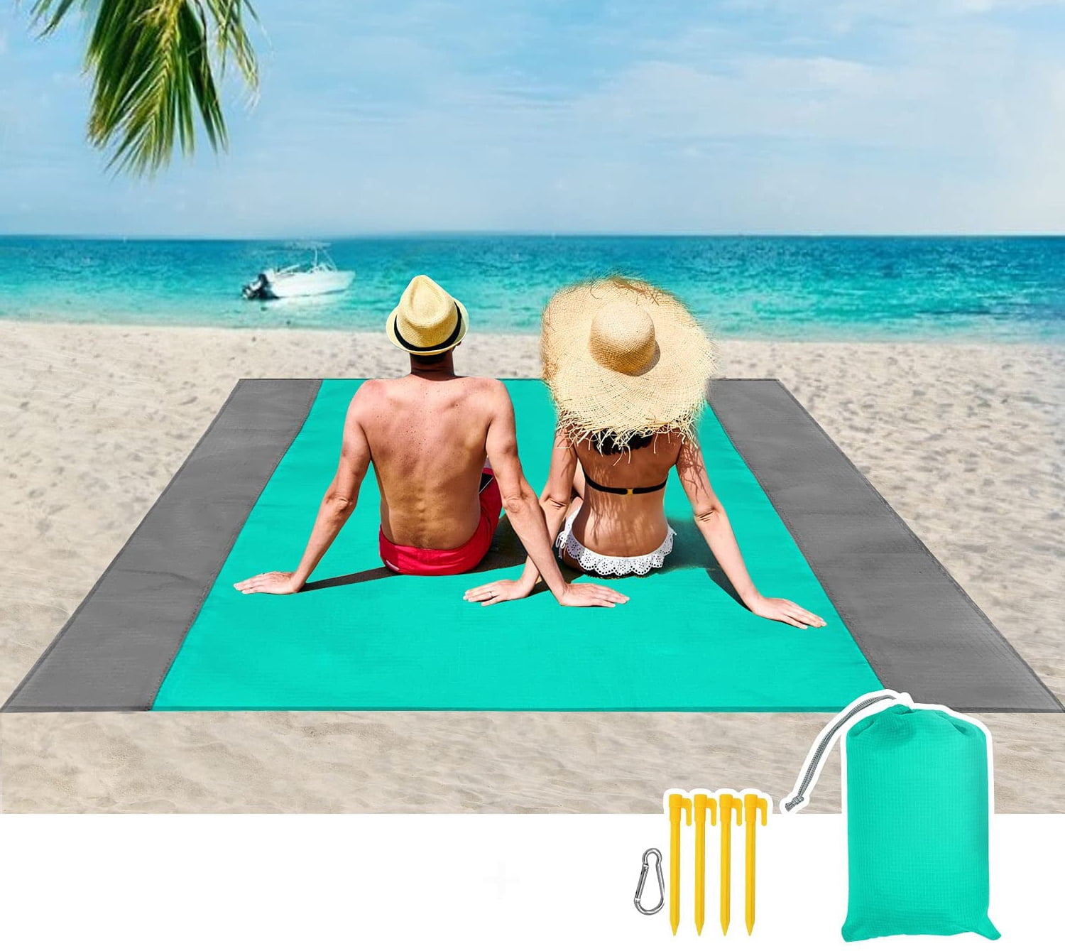 - with a Waterproof Case 83 X 82 Beach Mat Sand Proof Ourdoor Picnic Blankets Portable Waterproof Fast Dry Nylon Oversize Blanket for Beach Travel Camping Hiking Beach Blanket Sand Free 