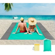 Beach Blanket, 78''×83'' Picnic Blankets Waterproof Sandproof for 4-7 Adults, Oversized Lightweight Beach Mat, Portable Picnic Mat, Sand Proof Mat for Travel, Camping, Hiking, With Storage Bag