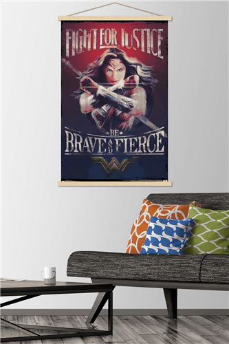 DC Comics Movie - Wonder Woman - Justice Wall Poster with Wooden Magnetic Frame, 22.375" x 34"