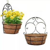 COSTYLE 2 Pack Metal Wall Hanging Planter Basket with Coco Liner - Great for Indoor or Outdoor Plants