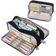 thumbnail image 3 of Large Pencil Case Big Capacity 3 Compartments Zipper Pencil Pouch For Teen Boys Girls School Students, 3 of 4