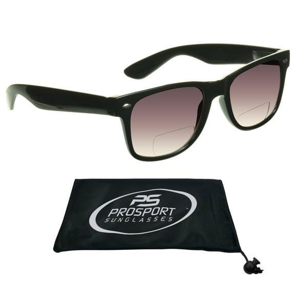 proSPORT BIFOCAL Reading Sunglass Horn Rimmed Square Men Women Black Gray