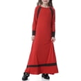 thumbnail image 6 of Girls Long Sleeve Crew Neck Dress, Solid Color Maxi Dress for Kids, Comfortable Everyday Casual Wear, Loose Fit Stretchy Dress for School and Play Red S, 6 of 8