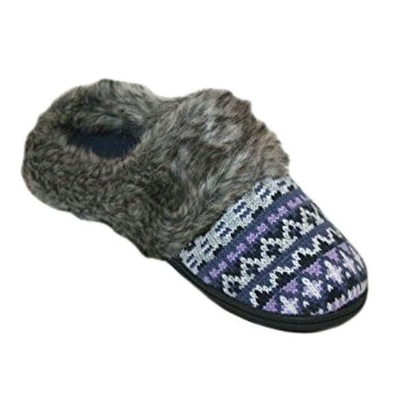 Dearfoams Women's Fairisle Knit Clog Multi-Color (Small -Shoe Size 5-6)