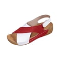 thumbnail image 2 of YOUYEDIAN Orthopedic Sandals for Women Slip on Non Slip Arch Support Flat Wedge Sandals Breathable Work Shoes 2026 Soft Foam Shoes (Red), 2 of 5