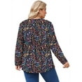 thumbnail image 2 of Fantaslook Plus Size Womens Blouses Long Sleeve Floral Tunic Tops Henley Neck Flowy Fall Shirts, 2 of 8