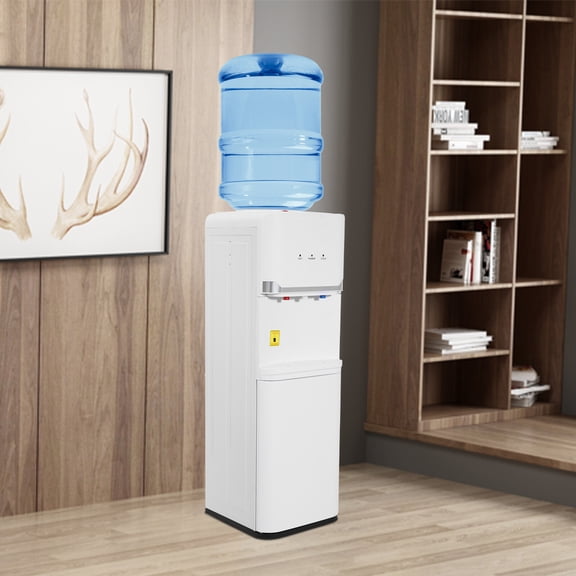 Shzicmy Top Load Hot Water, Cold Water Dispenser Double Storage Cabinets For 5Gal Bucket