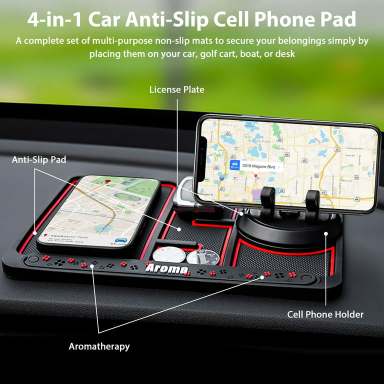 Non-Slip Phone Pad for Car, TSV Car Dashboard Mat Tray, Silicone Anti-Shake  Pad with Aromatherapy, Temporary Car Parking Card Number Plate, Universal