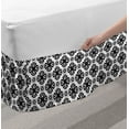 thumbnail image 2 of Vintage Bed Skirt, Inspired Pattern with Floral Design Motif in Monotonous Colors, Elastic Bedskirt Dust Ruffle Wrap Around for Bedding Decor, 4 Sizes, Charcoal Grey and White, by Ambesonne, 2 of 2