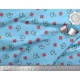 thumbnail image 3 of Soimoi Blue polyester Crepe Fabric Floral & Tribal Skull Printed Fabric 1 Yard 52 Inch Wide, 3 of 3