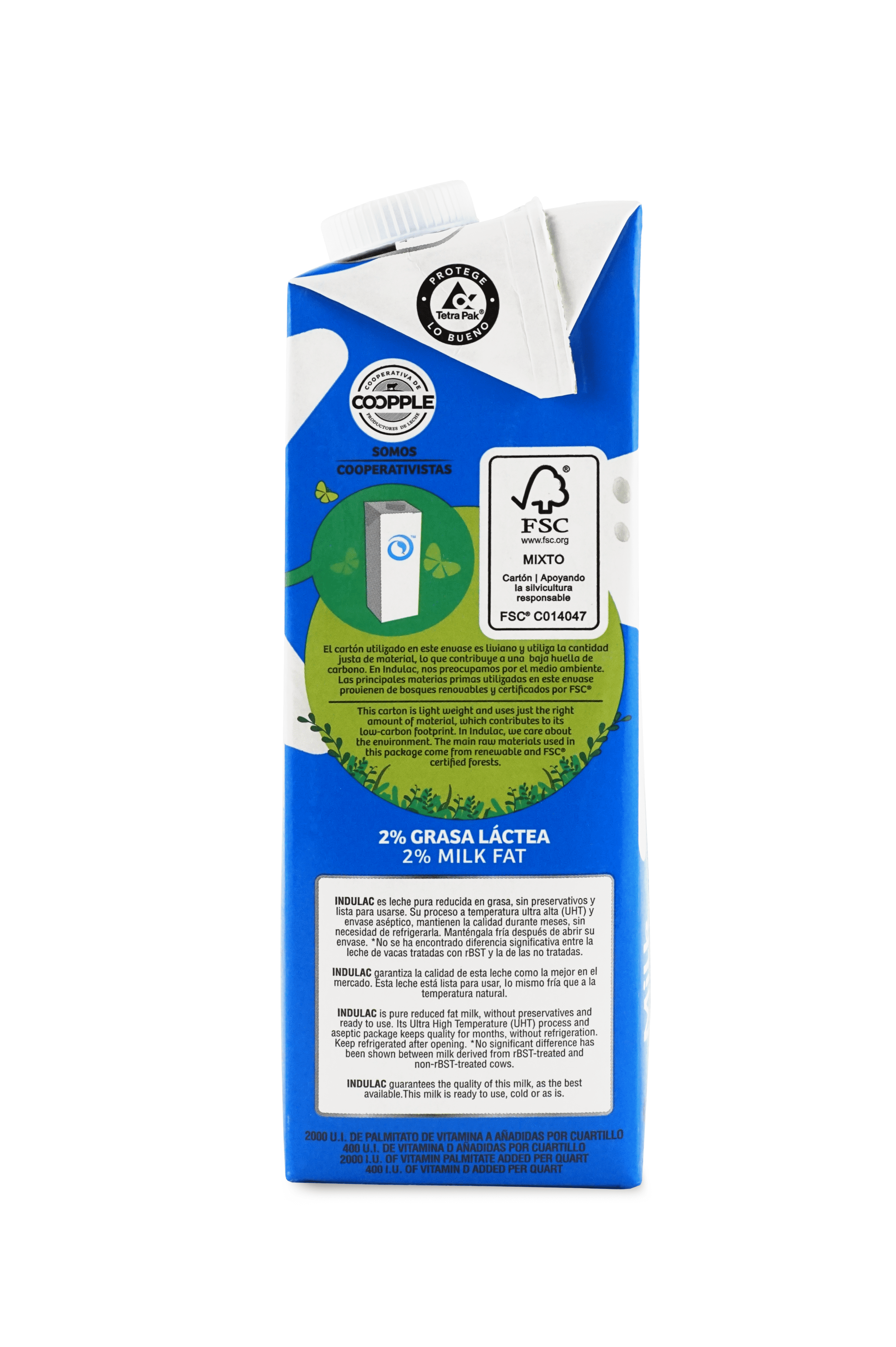 Indulac Reduced Fat Milk 2%, UHT, 32 oz