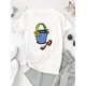 thumbnail image 2 of Playera estampada para mujer, divertida e inspiradora, novedosa, informal, de manga cortaWomen's Casual Floral Print Bucket T-Shirt - White Crew Neck Short Sleeve, Lightweight & Comfortable Summer T, 2 of 6