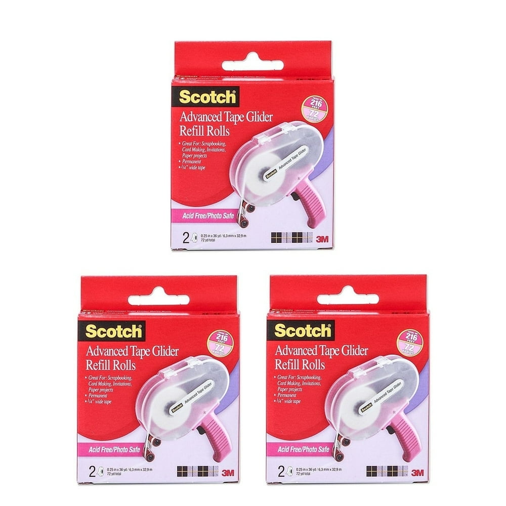 Tape Glider Refill Rolls box of 2, acidfree adhesive transfer tape, 1/