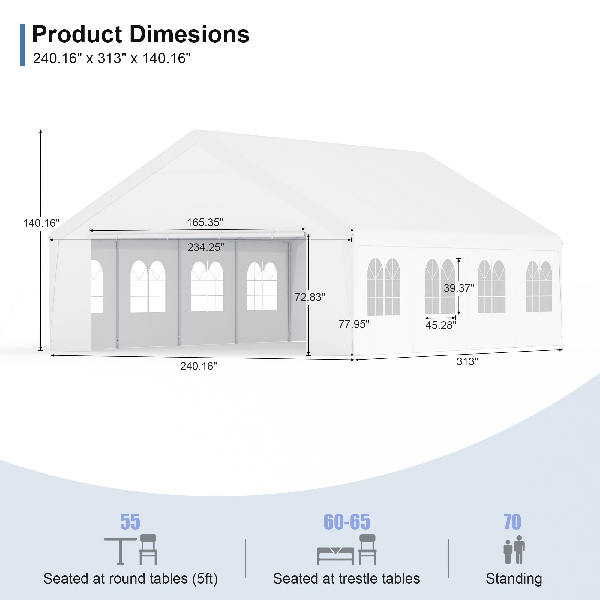 20x26 Carport Party Tent Heavy Duty Carport with Removable Sidewalls Outdoor Storage Shelter Portable Garage