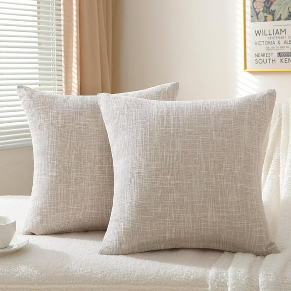 Decorative Throw Pillow Covers 18x18 Inch Super Soft Modern Farmhouse Pillow Case with Rustic Woven Textured, Outdoor Cushion Covers for Sofa Livingroom,Set of 2
