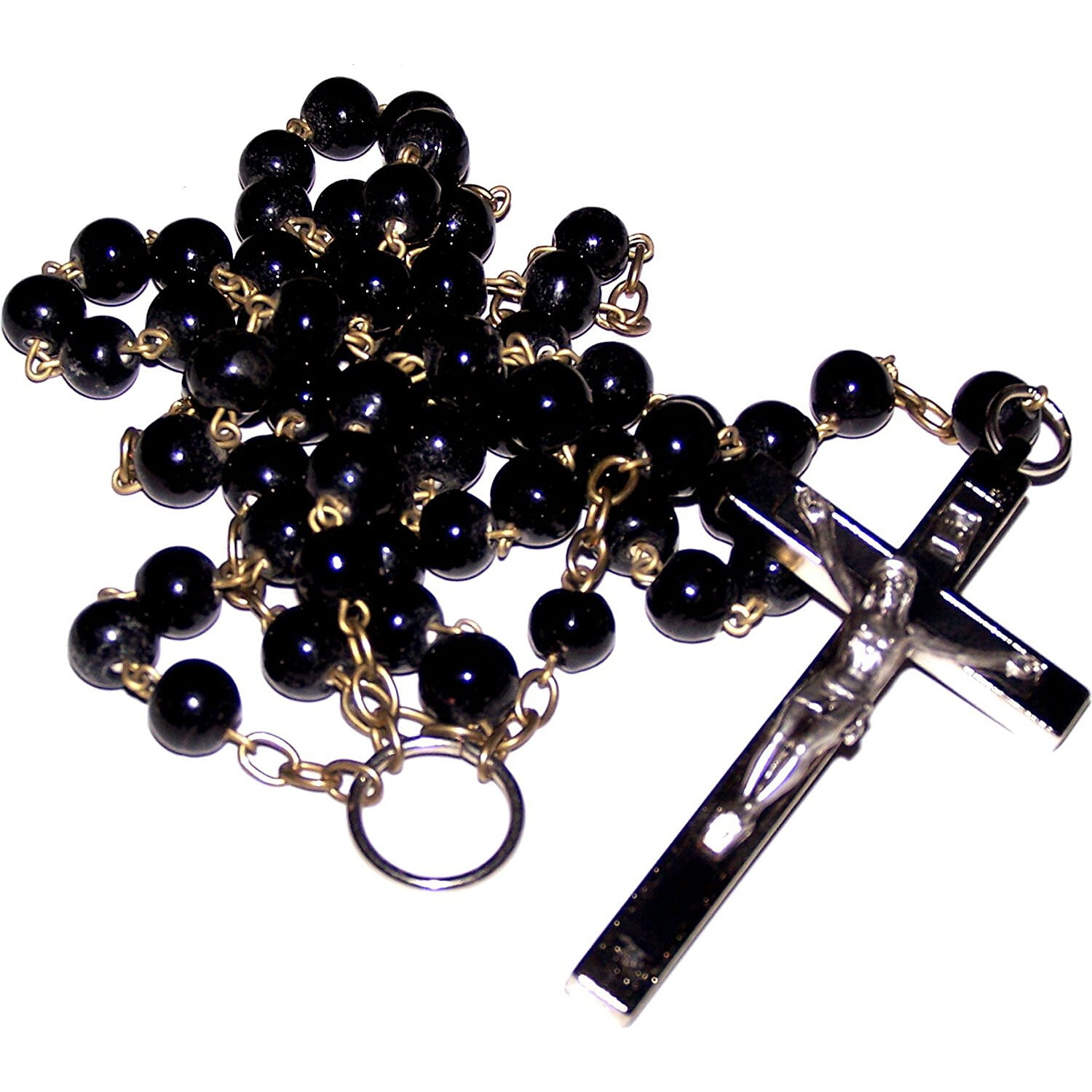 Habit Priest Rosary with Large black enameled Crucifix - Jerusalem ...