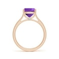 thumbnail image 2 of ANGARA Natural Cushion 2.7 ct Amethyst Solitaire Ring with Hidden Accents in 14K Rose Gold for Women (Size-10x8mm) | February Birthstone, Anniversary, Jewelry Gift for Women | Natural Amethyst Ring, 2 of 9