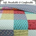 thumbnail image 4 of Cozy Line Bright Bold Multi Color Boho Floral Patchwork 3 Piece Cotton Quilt Bedding Set, 4 of 7