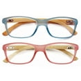 2 Pairs Geniune Bamboo Women Reading Glasses Fun Color Clear Lens