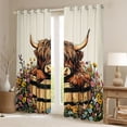 thumbnail image 2 of jejeloiu Rustic Highland Cow Floral Curtains Pack of 2 (42x84 Each) Kids,Country Farm Print Curtains Blackout, 2 of 7