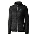 thumbnail image 2 of Women's Cutter & Buck Black Tulane Green Wave Rainier Eco Insulated Puffer Full-Zip Jacket, 2 of 3
