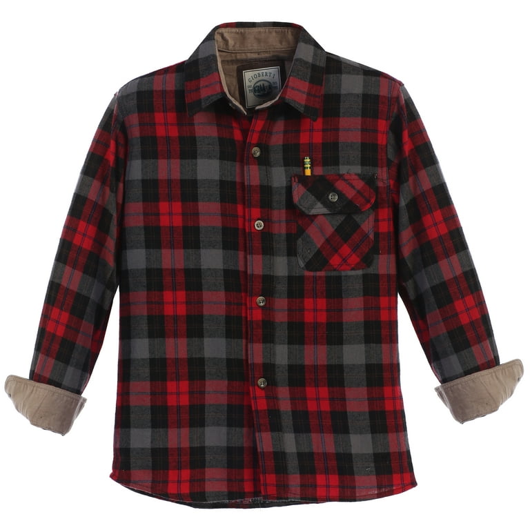 RED CHECKERED SHIRT IN BRUSHED FLANNEL, CHILD RED CHECKERED SHIRT IN BRUSHED FLANNEL, CHILD