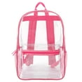 thumbnail image 2 of Clear Transparent Heavy Duty Waterproof Stadium Approved Backpack with Colored Trim and Mesh Side Pockets for Women in Pink, 2 of 6