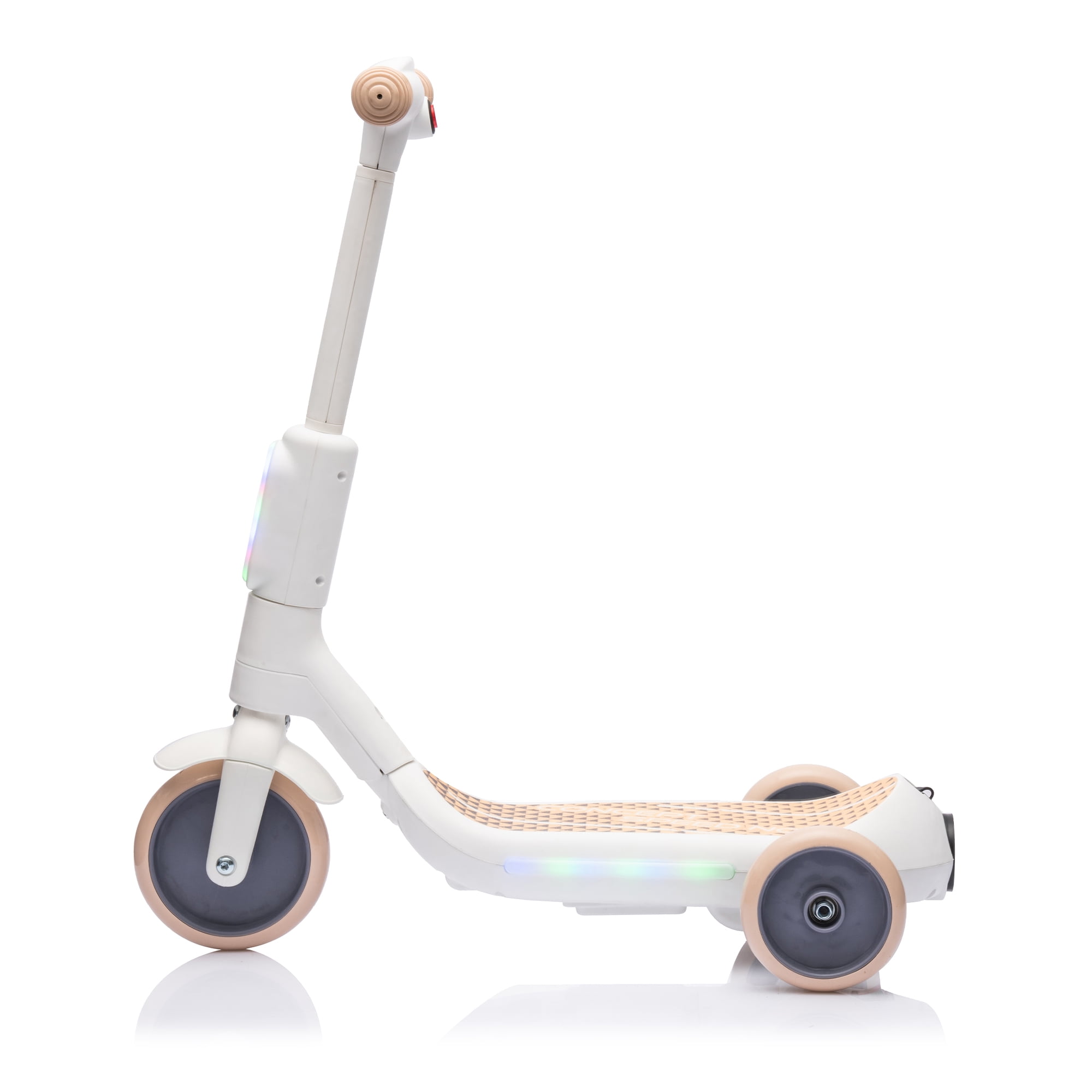 2in1 Kids Ride On Three-Wheel Balance Electric Scooter,Toy for kids,Tail Color Lights W/Spray,Wider Pedal,PU Wheels For Effective Floor Protection,Independent Light Switch With Music,For Kids 3-6