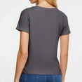 thumbnail image 3 of HOMBOM Women Shirts Gray Casual Slim Fit Short Sleeve Square Neck Basic Solid T-shirt S, 3 of 6