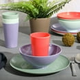 thumbnail image 2 of Gibson Home Zelly 12 Piece Embossed Coupe Melamine Dinnerware Set - Orange, Green, Teal, Purple, 2 of 6