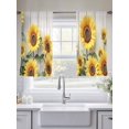 thumbnail image 5 of Summer Sunflower Sheer Curtains 2 Panels Set Vintage Yellow Flowers Wood Texture Sheer Window Curtains Light Filtering Rod Pocket Voile Drapes for Bedroom Living Room 52"x54", 5 of 9