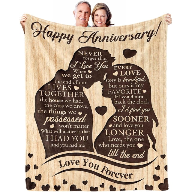 LHSHID Anniversary Wedding Gifts for Couple Husband Blanket Best Romantic Anniversary Marriage Gift for Couple Mom Dad Parents Happy Anniversary for Girlfriend Boyfriend Gifts Throw Blanket 30"x40"