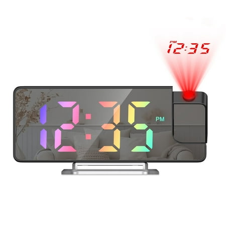 Projection Alarm Clock, AMIR LED Alarm Clock 7 . 9 180 ° Rotatable Date Temperature Display Dimmer