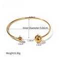thumbnail image 3 of Minimal Double Meteorite Bangle 14K Yellow Gold Cuff Golden Silver Color Solid Ball Bracelet Perfect Gift, 3 of 7