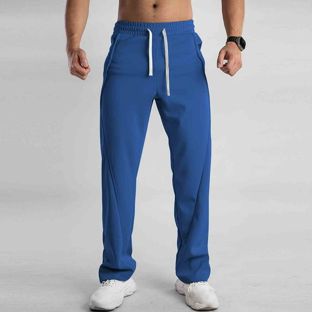 Ceisia Gift Men's Spring/Summer Sports Pants - Solid-Color Casual Loose Elastic Pocket Polyester-Spandex Comfortable Pants
