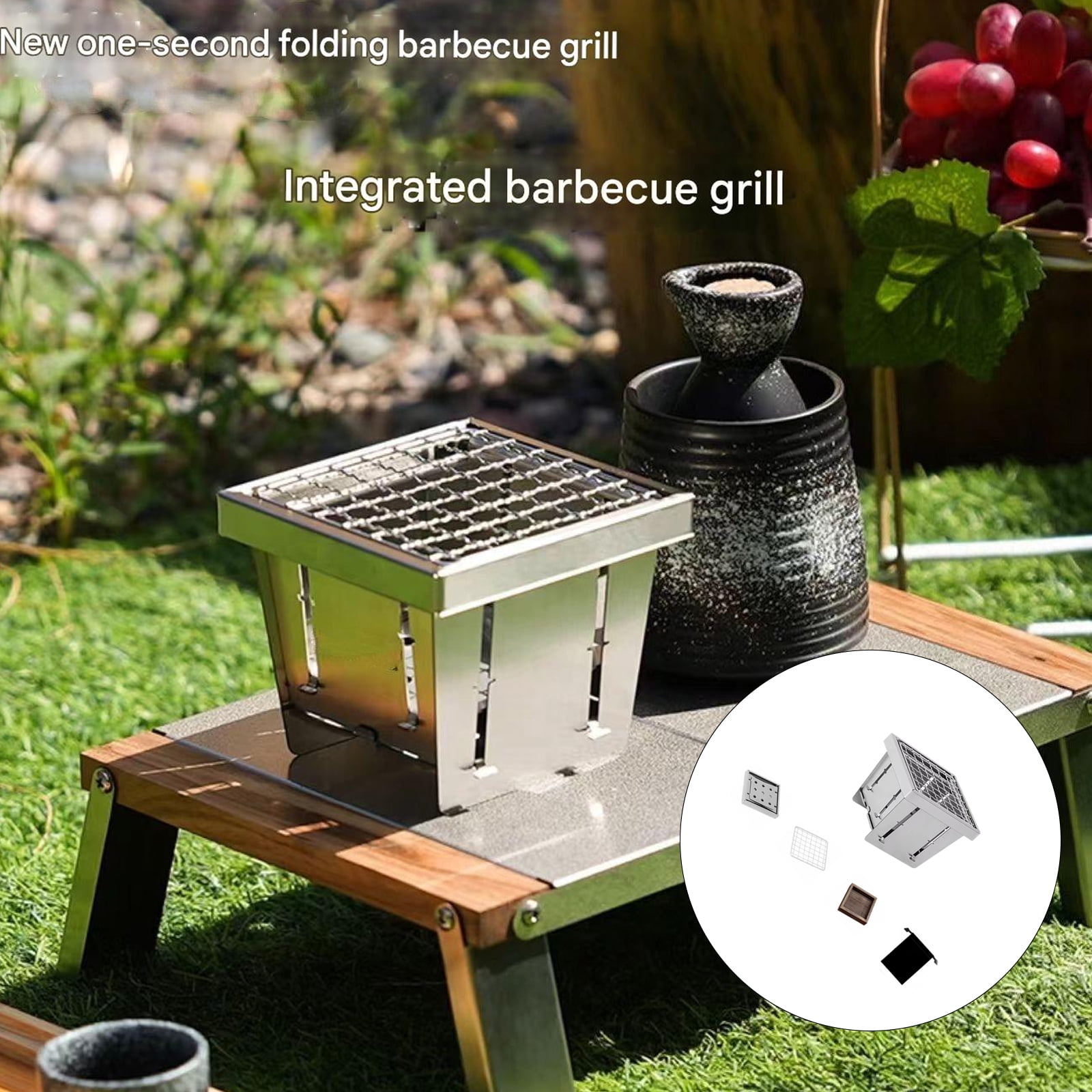 Charcoal Grills Telescoping Stainless Steel Smoker for Backpacking Campfires Portable Cooking Gear for Couple Travelers