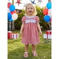 thumbnail image 4 of BemeyourBBs Kids Toddler Baby Girl 4th of July Dress Fourth of July Outfit Baby Girl Patriot Independent Day Dress Short Sleeve Plaid Stars American Flag Embroidery Scalloped Summer Dress, 4 of 9