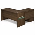 thumbnail image 4 of Furinno ROGER 60" L-Shaped Desk with 3-Drawer Cord Grommet Modern Walnut, 4 of 9