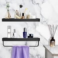 thumbnail image 2 of 2 Pack Bathroom Shelves Adhesive Floating Extra Thick Tempered Glass Shelf with Towel Holder Bar Towel Rack Black, 2 of 11