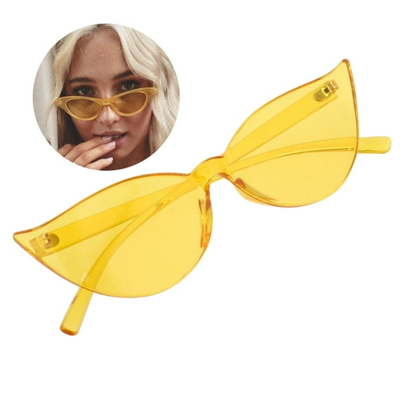 WORGEOUS Cat Eye Sunglasses Creative Eyeglasses Decorative Party Glasses Beach Eyewear for Female Women (Yellow)