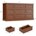 thumbnail image 4 of AOGLLATI Farmhouse 9 Drawers Dresser for Bedroom, 63" Wide Wood Rustic Chest of Drawers with Natural Texture, Vintage Design, Long Wide Storage Dresser for Bedroom, Oak Brown, 4 of 5